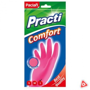 Перчатки резиновые Paclan Comfort розовые M