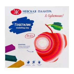 Пластилин 24 цвета Невская палитра "Я-художник" со стеком 480гр
