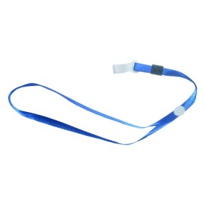 Шнурок для бейджей DELI с пластиковым клипом синий атлас /5764
