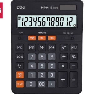 Калькулятор 12 разр DELI М444 черный / 205х155 мм