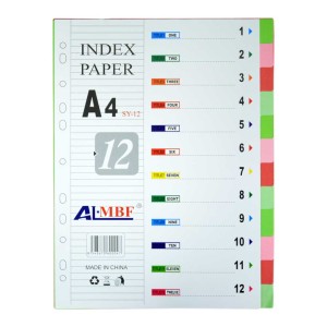 Разделитель для бумаг 12 цветов цветные ALMBF