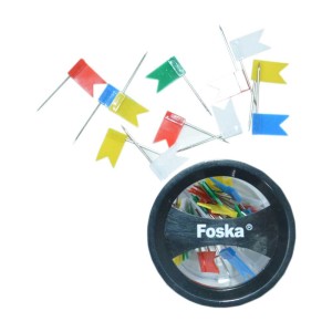 Подставка для гвоздиков + гвоздики флажки Foska (магнит. прозрач. стакан)