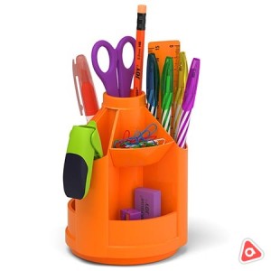 Органайзер 12 предметов ErichKrause Mini Desk "Neon" вращающийся оранжевый пластик / 53229