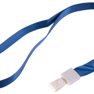 Шнурок для бейджей DELI с пластиковым клипом синий атлас / 8352
