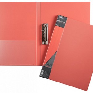 Папка с зажимом А4 Standard с карманом Хатбер корешок 17мм красная /00115