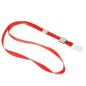 Шнурок для бейджей DELI с пластиковым клипом красный атлас / 5764