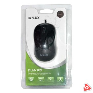 Мышь проводная Delux, DLM-109 Оптическая 1000 dpi/ черный (1,6м)