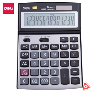 Калькулятор 14 разр Deli 39229 черно-серый 190х137х34 мм