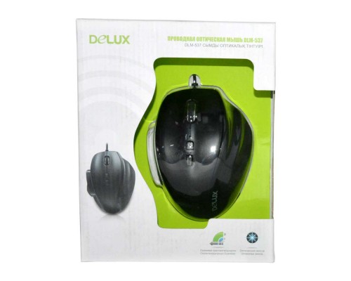 Мышь проводная Delux, DLM-537 Оптическая 1000-1600 dpi/ черный