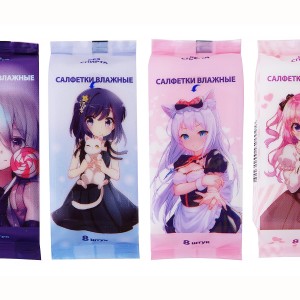 Салфетки влажные "Аниме/Овечки" ассорти 8 шт маленькие