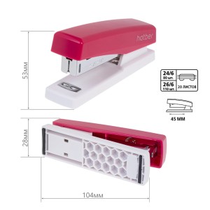 Степлер №24/6, 26/6 Hatber Matrix пластик ассорти на 20л/085955