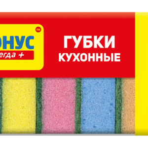 Губки для посуды "Бонус всегда +" пористая / уп 5 шт /7923