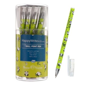 Ручка шариковая BV HappyWrite Мишка панда 0.5 мм, синий стержень /уп 24 шт