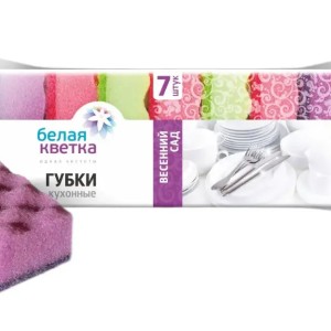 Губки для посуды "Белая кветка" Весенний сад мал /уп 7 шт