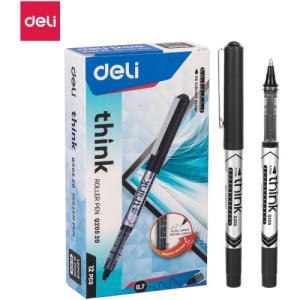 Ручка роллерная DELI "Think" чёрный стержень, 07 мм /20520/уп 12 шт