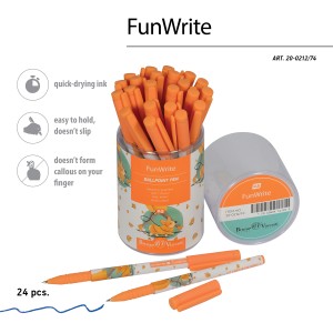 Ручка шариковая BV FunWrite Прогулка Корги 0,5 мм синий стержень / уп 24 шт