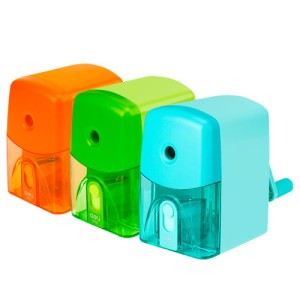 Точилка механическая DELI RIO с контейнером, ассорти /0635