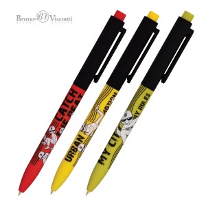 Ручка шариковая BV FunClick автомат Городской Движ 0.7 мм, синий стержень