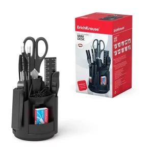 Органайзер 10 предметов ErichKrause Mini Desk вращающийся черный пластик / 1900