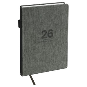 Ежедневник 176 л, датир 2026г А5 BG "Filista. Gray" серый в линию, резинка для ручки /09614