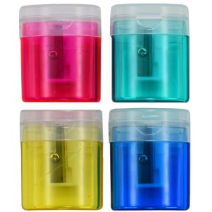 Точилка 1 отв BASY пластиковая с прозрачным верхом, ассорти /5510 /уп 12 шт