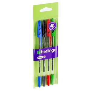 Ручки / набор шарик 4 цв "Berlingo" 1 мм / 10204