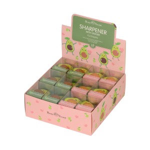 Точилка 1 отв BV "FunGraphix" Авокадо, c контейнером и ластиком, в 2 цв /35-0036 /уп 24 шт