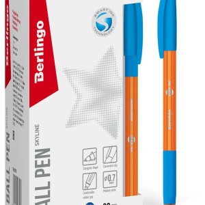 Ручка шариковая Berlingo "SkyLine" 0.7 мм синий стержень,с резин держателем /6039