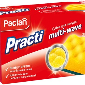 Губка для посуды Paclan Practi multi-wave /уп 5