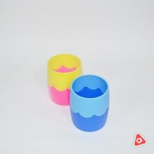 Стакан настольный пластик Стамм розово-желтый / СН502