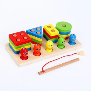 Развивающая игрушка деревянная "Пирамидка логическая" с рыбалкой /7726166