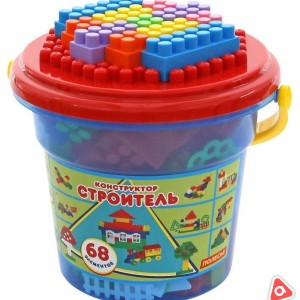 Конструктор Полесье - строитель (68 деталей) в ведре /37190