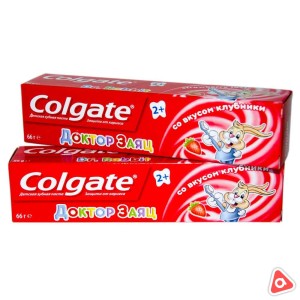 Зубная паста "Colgate" Детская 2+ Доктор Заяц клубника 50 мл