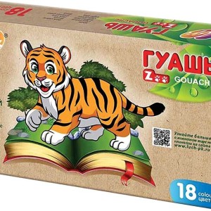 Гуашь 18 цв ZOO Луч художественная блок-тара / в уп 6 шт