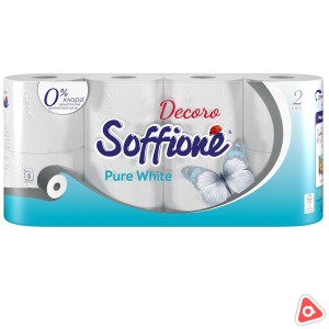 Бумага туалетная "Soffione Pure White" белая 2 слоя / 12 рулонов