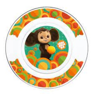 Тарелка стеклянная,"Чебурашка"19,5см прозрач,с принтом/307115