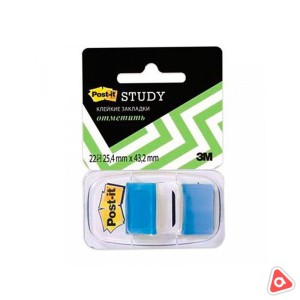 Закладки Post-it Study, синие, пластиковые 22шт, 25 х 43 мм 9821