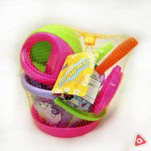 Набор для песка Ведро с формочками в сетке 27 см /88092