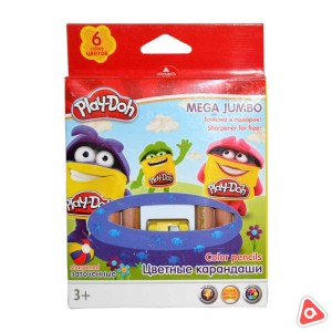 Карандаши 6 цв Play-Doh JAMBO PDDB-US1-3MJP-6 (утолщенные)