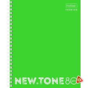 Тетрадь на пружине 80 л А5 "Хатбер Неон Лайм" в клетку /5450