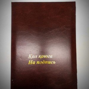 Адресат папка "На подпись" с подушкой коричневая кожа