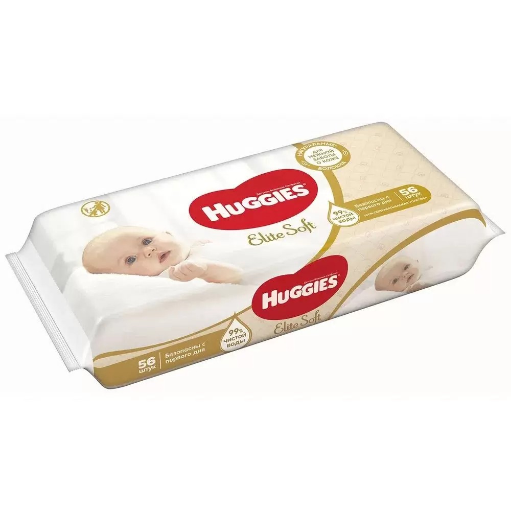 Салфетки влажные детские "Huggies elite soft" c 0 мес /уп 56 шт