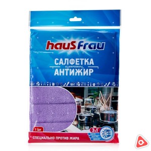 Тряпка микрофибра "Haus Frau" Антижир 17*23 см /уп 1 шт