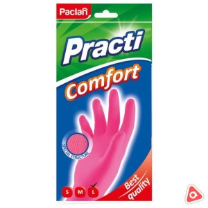 Перчатки резиновые Paclan Comfort розовые L