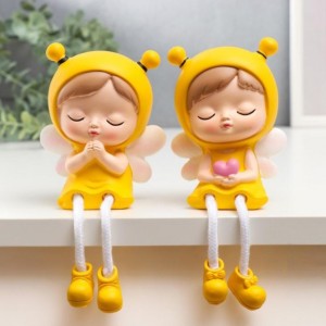 Сувенир полистоун Пара "Малышка-бабочка"длинные ножки желтого цвета/6870378