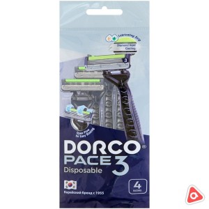 Бритва Dorco Pace 3 лезвия одноразовая /уп 4 шт /2848