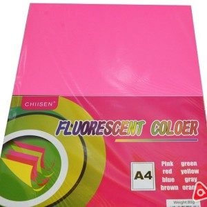 Цветная бумага A4.80гр 100л Fluorescent coloer неон малиновая