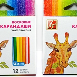 Карандаши 12 цв восковые шестигранные ZOO Луч