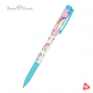 Ручка шариковая BV HappyWrite набор + карандаш Зефирные Единорожки 0,5 мм синий стержень