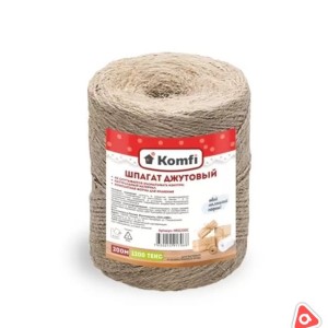 Шпагат джутовый "KOMFI", цилиндр,100 м, 1200 текс /100С